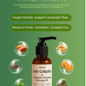 Aceite corporal y aceite de masaje, aceite reafirmante corporal para celulitis, drenaje linfático, reafirmante de la piel y estrías, aceite de masaje para terapia de masaje para piernas, cadera, brazo