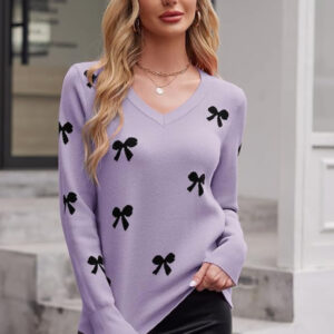 Suéteres de punto con cuello en V para mujer, añade estilo y comodidad a tu Outfit con este suéter , su diseño clásico y versátil. Lo convierte en una prenda ideal para cualquier ocasión.